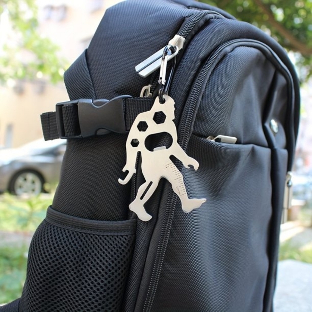 Bigfoot Clip On Multi-Tool with Carabiner Bag Charm Keychain - Black - Picture 2 of 4